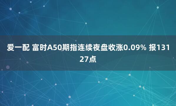 爱一配 富时A50期指连续夜盘收涨0.09% 报13127点
