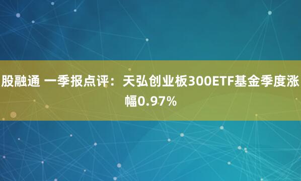 股融通 一季报点评：天弘创业板300ETF基金季度涨幅0.97%